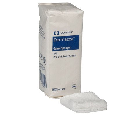 Cardinal Dermacea Gauze Sponge Cotton 8-Ply 2 X 2 Inch Square NonSterile - 442308