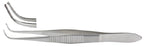 Miltex Miltex Tissue Forceps Iris 4 Inch OR Grade Stainless Steel (German) NonSterile NonLocking Thumb Handle Fully Curved Serrated Tips w/1 X 2 Teeth - 18-790