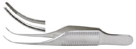 Miltex - Dressing Forceps Iris 3 Inch Length OR Grade German Stainless Steel NonSterile NonLocking Thumb Handle Curved Serrated Tip - 18-825