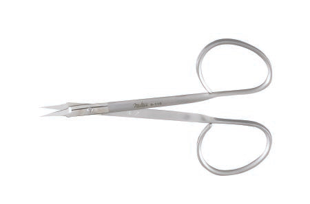 Miltex - Stitch Scissors 3-7/8 Inch Length OR Grade German Stainless Steel NonSterile Ribbon Style Finger Ring Handle Curved Blade Sharp Tip / Sharp Tip - 9-116