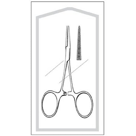 Econo - Hemostatic Forceps Hartmann 3-1/2 Inch Length Floor Grade Pakistan Stainless Steel Sterile Ratchet Lock Finger Ring Handle Straight Blunt Serrated Tips - 96-2556