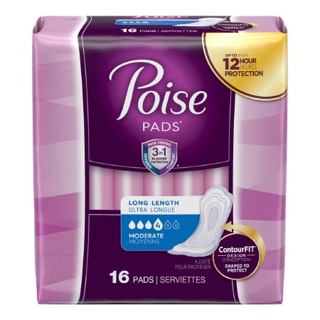 Kimberly Clark Poise Bladder Control Pad 12.4 Inch Length Moderate Absorbency Polymer Regular Female Disposable - 19566