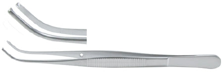 Miltex Miltex Tissue Forceps Semken 5 Inch OR Grade Stainless Steel (German) NonSterile NonLocking Thumb Handle Curved Serrated Tips w/1 X 2 Teeth - 6-107
