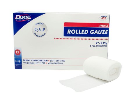 Dukal - Fluff Bandage Roll Cotton 2-Ply 2 Inch X 5 Yard Roll Shape Sterile - 452