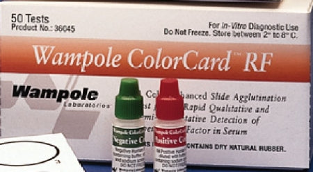 Alere ColorCard RF Rapid Test Kit Latex Agglutination Test Rheumatoid Factor Serum Sample CLIA Moderate Complexity 50 Tests - 36045