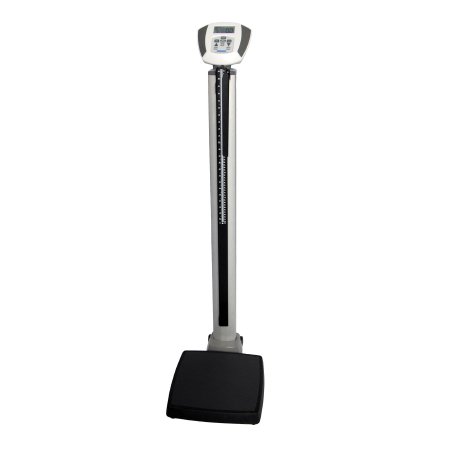 Health O Meter - Column Scale with Height Rod Digital LCD Display 600 lbs./272 kg Capacity Gray AC Adapter / Battery Operated - 597KL