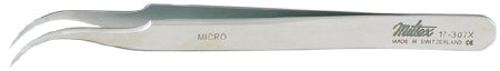 Miltex - Splinter Forceps Swiss-Jeweler 4-1/2 Inch Length Surgical Grade NonMagnetic Stainless Steel NonSterile NonLocking Thumb Handle Curved Micro Fine Tips - 17-307X