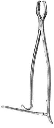 Miltex Bone Holding Forceps Lane 13 Inch Surgical Grade Stainless Steel NonSterile Ratchet Lock Straight Serrated Tip - 27-21