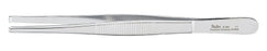 Miltex Tissue Forceps 5-1/2 Inch Surgical Grade Stainless Steel NonSterile NonLocking Thumb Handle Straight Serrated Tips w/1 X 2 Teeth - 6-44XL