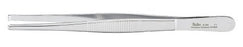 Integra Lifesciences - Tissue Forceps 5-1/2 Inch Length Surgical Grade Stainless Steel NonSterile NonLocking Thumb Handle Straight Serrated Tips with 1 X 2 Teeth - 6-64
