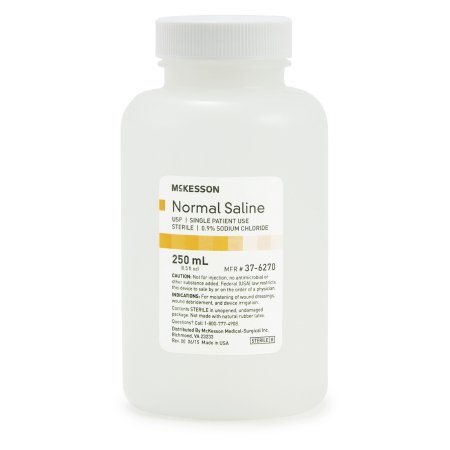 McKesson - Irrigation Solution 0.9% Sodium Chloride Not for Injection Bottle, Screw Top 250 mL - 37-6270