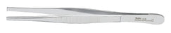 Miltex Tissue Forceps 6 Inch Surgical Grade Stainless Steel NonSterile NonLocking Thumb Handle Straight Serrated Tips w/1 X 2 Teeth - 31564