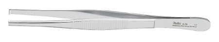 Miltex Tissue Forceps 6 Inch Surgical Grade Stainless Steel NonSterile NonLocking Thumb Handle Straight Serrated Tips w/1 X 2 Teeth - 31564