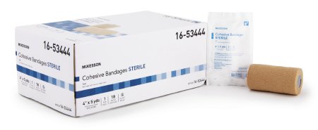 McKesson McKesson Cohesive Bandage 4 Inch X 5 Yard Standard Compression Self-adherent Closure Tan Sterile - 16-53444