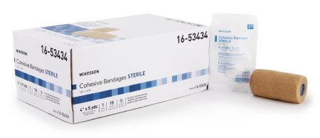 McKesson McKesson Cohesive Bandage 4 Inch X 5 Yard Standard Compression Self-adherent Closure Tan Sterile - 16-53444