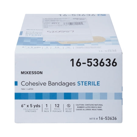 McKesson - Cohesive Bandage 6 Inch X 5 Yard Standard Compression Self-adherent Closure Tan Sterile - 16-53636