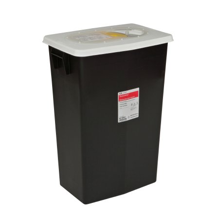 SharpSafety - RCRA Waste Container 26 H X 12-3/4 D X 18-1/4 W Inch 18 Gallon Black Base / White Lid Vertical Entry Gasketed Sliding Lid - 8618RC