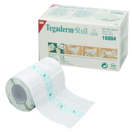 3M Tegaderm - Transparent Film Dressing Roll 4 Inch X 11 Yard 2 Tab Delivery Without Label NonSterile - 16004