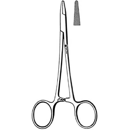 Sklarlite - Needle Holder 5-1/2 Inch Length Serrated Jaw Finger Ring Handle - 23-2132