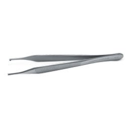 Medical Action Industries - Tissue Forceps Adson 4-3/4 Inch Length Floor Grade Stainless Steel Sterile NonLocking Thumb Handle Straight Serrated Tips with 1 X 2 Teeth - 56308