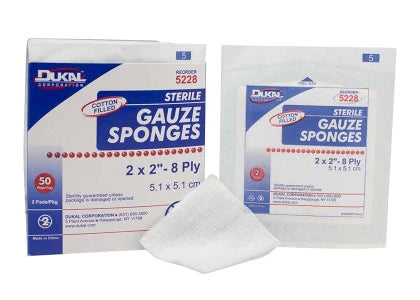 Dukal - Gauze Sponge Cotton 8-Ply 2 X 2 Inch Square NonSterile - 2280