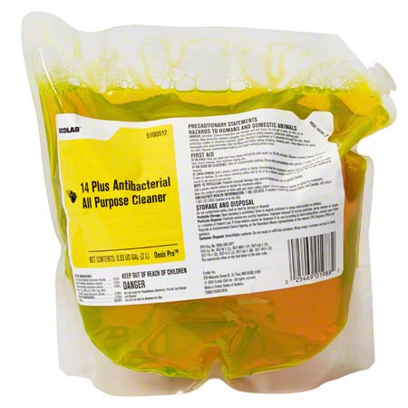 14 Plus - Surface Disinfectant Cleaner Quaternary Based Manual Squeeze Liquid 2 Liter Bag Scented NonSterile - 6100912