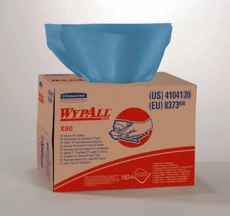 Kimberly Clark WypAll X80 Task Wipe Heavy Duty Blue NonSterile Cellulose / Polypropylene 12-1/2 X 16-4/5 Inch Reusable - 41041