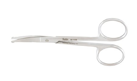 Miltex - Eye Scissors 4 Inch Length OR Grade German Stainless Steel NonSterile Finger Ring Handle Curved Blade Blunt Tip / Blunt Tip - 18-1432