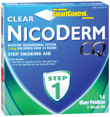 Glaxo Smith Kline Nicoderm CQ Stop Smoking Aid 21 mg Strength Transdermal Patch - 135019402