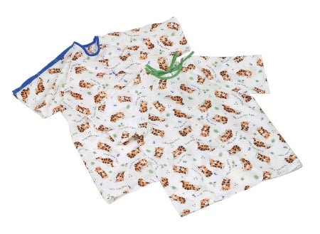 Medline - Patient Exam Gown Small Kid Design (Tired Tiger Print) Reusable - MDT011286S