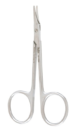 Miltex - Corneal Scissors McGuire 4-1/8 Inch Length OR Grade German Stainless Steel NonSterile Finger Ring Handle Curved Right Blade Blunt Tip / Blunt Tip - 18-1594