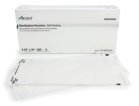 McKesson McKesson Argent Sure-Check Sterilization Pouch EO Gas / Steam 5-1/4 X 10 Inch Transparent / Blue Self Seal Paper / Film - 73-SSP382