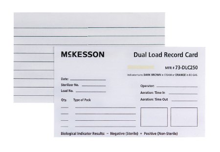 McKesson STER-ALL Performance Sterilization Record Card Steam / EO Gas - 73-DLC250