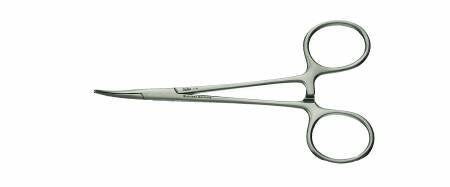 Integra Lifesciences - Hemostatic Forceps Halsted 5-1/2 Inch Length Floor Grade Ratchet Lock Finger Ring Handle Curved - EG7-4