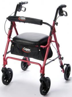 Carex - 4 Wheel Rollator Red Adjustable Height / Folding Aluminum Frame - FGA22200 0000