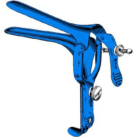 Sklar Electrosurgical Vaginal Speculum  Blue Pederson Nonsterile Or Grade Coated Stainless Steel Medium Double Blade Duckbill Reusable Without Light Source Capability - 91-5084