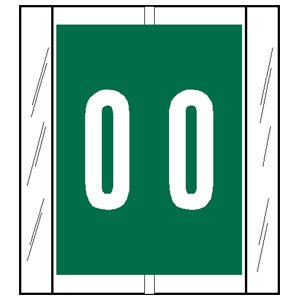 Tabbies - Pre-Printed Label Chart Tab Green 0 | 0 White Numeric 1-2/3 Inch - 12500