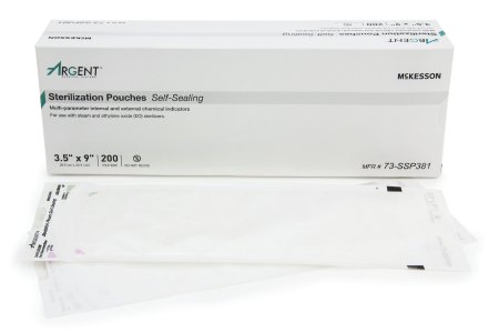 McKesson McKesson Argent Sure-Check Sterilization Pouch EO Gas / Steam 3-1/2 X 9 Inch Transparent / Blue Self Seal Paper / Film - 73-SSP381