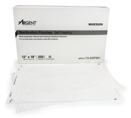 McKesson McKesson Argent Sure-Check Sterilization Pouch EO Gas / Steam 12 X 18 Inch Transparent / Blue Self Seal Paper / Film - 73-SSP391
