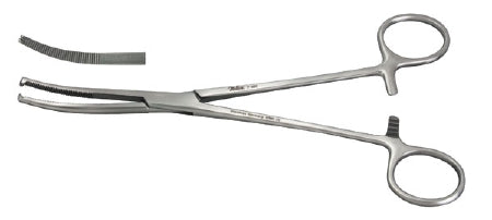 Miltex Miltex Hemostatic Forceps Miculicz 8 Inch OR Grade Stainless Steel (German) NonSterile Ratchet Lock Finger Ring Handle Slightly Curved Serrated Tips w/1 X 2 Teeth - 7-190
