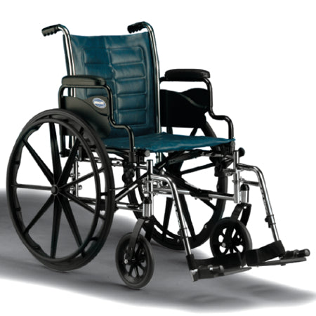 Invacare Tracer EX2 Wheelchair Dual Axle Full Length Arm Padded, Removable Arm Style Mag Wheel Midnight Blue 18 Inch Seat Width 250 lbs. Weight Capacity - 1192379