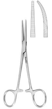 MeisterHand - Hemostatic Forceps Crile 6-1/4 Inch Length Surgical Grade German Stainless Steel NonSterile Ratchet Lock Finger Ring Handle Curved Serrated Tips - MH7-48