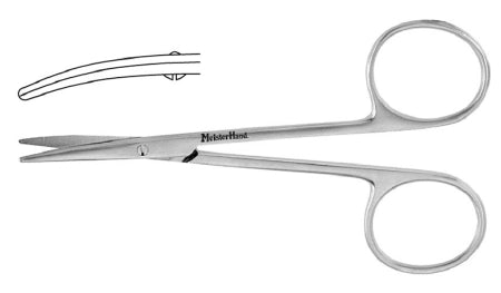 Miltex MeisterHand Strabismus Scissors 4 Inch Length Surgical Grade Stainless Steel NonSterile Finger Ring Handle Curved Blunt/Blunt - H5-314