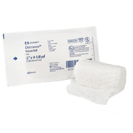 Dermacea - Fluff Bandage Roll Gauze 3-Ply 3 Inch X 4-1/8 Yard Roll Shape Sterile - 441107