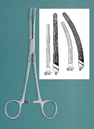 Miltex - Hemostatic Forceps Rochester-Ochsner 6-1/4 Inch Length OR Grade German Stainless Steel NonSterile Ratchet Lock Finger Ring Handle Curved Serrated Tips with 1 X 2 Teeth - 7-160