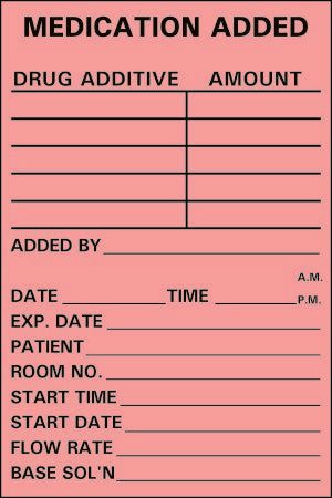 Precision Dynamics Barkley Pre-Printed Label Anesthesia Label Medication Added Fluorescent Red 3 X 2 Inch - N-215