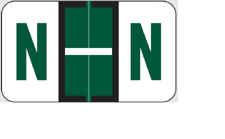 Wilmer Barkley Pre-Printed Label Chart Tab N | N Black / Green / White 15/16 X 1-5/8 Inch - W-5125-N