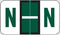 Wilmer Barkley Pre-Printed Label Chart Tab N | N Black / Green / White 15/16 X 1-5/8 Inch - W-5125-N