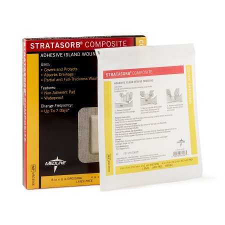 Stratasorb - Composite Island Dressing 6 X 6 Inch 4 X 4 Inch Pad - MSC3066