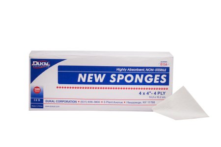 Dukal - Nonwoven Sponge Polyester / Rayon 4-Ply 4 X 4 Inch Square NonSterile - 6114